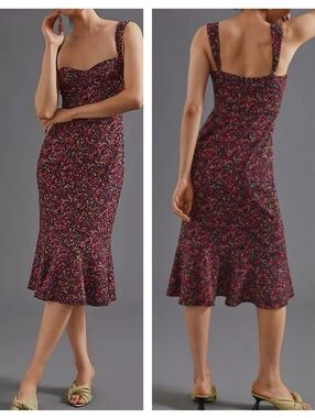 Anthropologie | Dresses | Anthropologie Daniel Rainn Vneck Organza Dress  Sleeveless Fit Flare | Poshmark